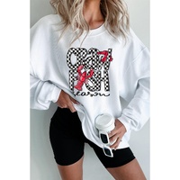 White Crawfish Season Checkered Letter Graphic Corded Sweatshirt - L thumbnail