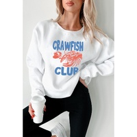White CRAWFISH CLUB Printed Drop Shoulder Sweatshirt - L thumbnail