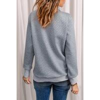 Azura Exchange Quilted Stand Neck Pullover Sweatshirt with Fake Front Pocket - M thumbnail