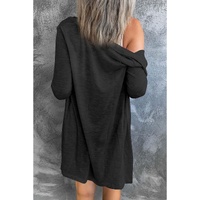 Azura Exchange Black Solid Color Open-Front Buttons Cardigan - L thumbnail