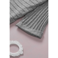 Gray Ribbed Open Front Knit Cardigan - L thumbnail