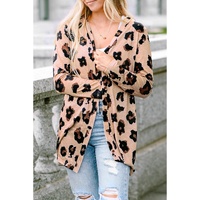 Leopard Printed Open Front Cardigan - L thumbnail