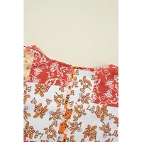 White Boho Patchwork Floral Open Front Kimono - One Size thumbnail