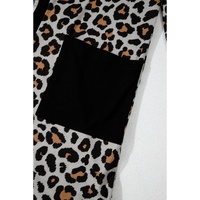 Black Leopard Patched Pocket Open Front Cardigan - S thumbnail