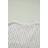 White Solid Color Ribbed Button up Tunic Cardigan - XL thumbnail