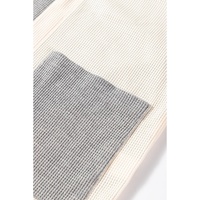 Black Stripe Colorblock Patchwork Open Front Cardigan with Pocket - M thumbnail