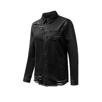 Black Ripped Denim Jacket - 2XL thumbnail