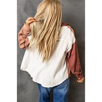 Azura Exchange Textured Color Block Long Sleeve Shirt with Pocket - L thumbnail