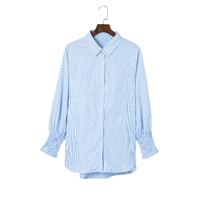 Azura Exchange Striped Boyfriend Shirt with Smocked Cuffs and Pocket - XL thumbnail
