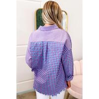 Azura Exchange Plaid Button Down Long Sleeve Shirt with Chest Pocket - M thumbnail