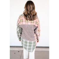 Azura Exchange Plaid Patchwork High Low Oversized Shirt - XL thumbnail