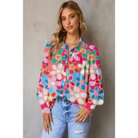 Azura Exchange Floral Print Bubble Sleeve Shirt - XL thumbnail