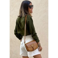 Jungle Green Crinkle Textured Button Up Long Sleeve Shirt - M thumbnail