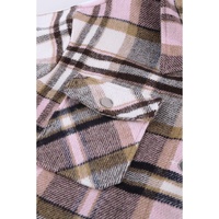 Azura Exchange Pink Geometric Plaid Print Pocketed Shacket - M thumbnail