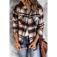 Geometric Plaid Print Pocketed Shacket - 2XL thumbnail