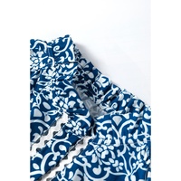 Blue Floral Ric-rac Patchwork Button Loose Fit Shirt - M thumbnail