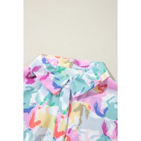White Colorful Horse Printed Long Sleeve Button Up Casual Shirt - M thumbnail