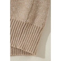 Parchment Flower Pattern Ribbed Trim Crew Neck Sweater - L thumbnail
