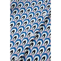 Sky Blue Abstract Print Shirred Cuff Buttoned Oversized Shirt - S thumbnail