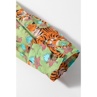 Green Tiger Floral Printed Collared V Neck Casual Shirt - XL thumbnail