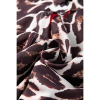Dark Brown Contrast Trim Patchwork Leopard Print Half Sleeve Shirt - L thumbnail