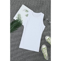 Solid White Round Neck Ribbed Tank Top - 2XL thumbnail