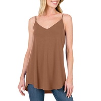 Chestnut Spaghetti Strap V-Neck Flowy Tunic Tank Top - 3XL thumbnail