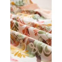 Apricot Pink Floral Patchwork Square Neck Ruffle Sleeve Blouse - M thumbnail