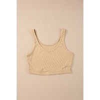 Apricot Ribbed Knit Sheath Sleeveless Crop Top - L thumbnail
