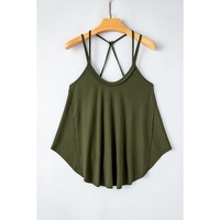 Jungle Green Exposed Seam Detail Double Straps Tank Top - 2XL thumbnail