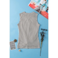 Gray Striped Cutout Twist Front Tank Top - M thumbnail