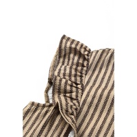 Khaki Striped Crew Neck Ruffled Tank Top - M thumbnail
