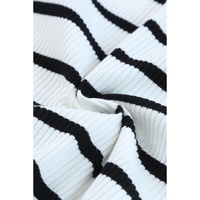 White Striped Print Ribbed O-neck Sleeveless Top - L thumbnail