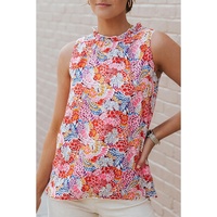 Multicolor Floral Print Relaxed Tank Top - L thumbnail