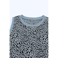 Azura Exchange Gray Leopard Print Round Neck Tank Top - 2XL thumbnail