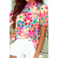 Azura Exchange Flower Print Puff Sleeve Top - L thumbnail