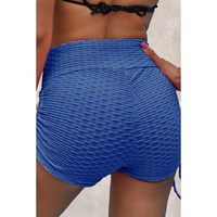 Blue Butt Lifting High Waist Yoga Shorts - L thumbnail