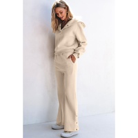Parchment Solid Color Hoodie and High Waist Pants Two Piece Activewear - 2XL thumbnail