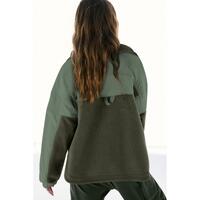 Azura Exchange Fleece Patchwork Color Block Zip Funnel Neck Sweatshirt - M thumbnail