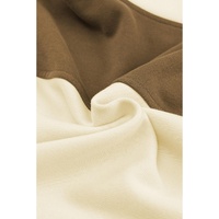 Beige Color Block Drawstring Cropped Athleisure Jacket - S thumbnail