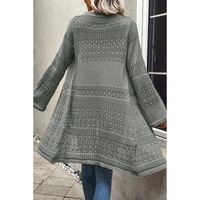Gray Pointelle Knit Open Front Cardigan - S thumbnail