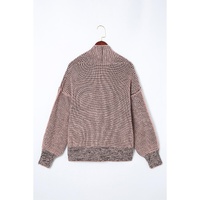 Pink Chunky Waffle Knit Oversized Collar Cardigan - L thumbnail