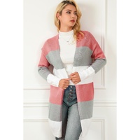 Green Colorblock Stripe Open-Front Cardigan - S thumbnail