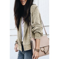 Apricot Plaid Contrast Trim Open Front Cardigan - L thumbnail