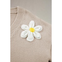 Parchment Elegant Flower Decor Button Front Cardigan - L thumbnail