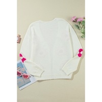 Rose Red Flower Pattern Open Front Cardigan - M thumbnail