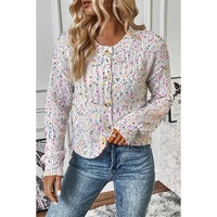 White Multicolor Confetti Sweater Cardigan - L thumbnail