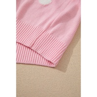Pink Floral Print Knitted Open Front Loose Cardigan - S thumbnail