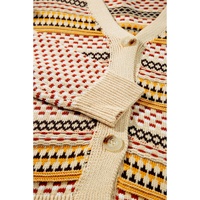 Khaki Buttoned V Neck Cropped Cardigan - 2XL thumbnail