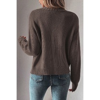 Dark Khaki Open Knit Drop Shoulder Sweater Cardigan - 2XL thumbnail
